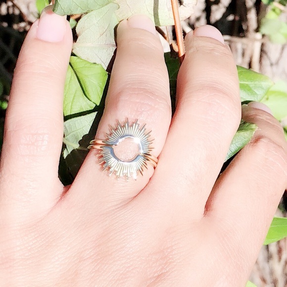 New Sunburst Rings 14KGP 925 Sterling Silver - Picture 2 of 3